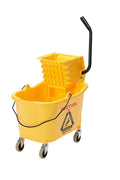 Amazon Basics Side Press Wringer Combo Commercial Floor Cleaning Rectangular Mop Bucket on Wheels, 35 - Quart, Yellow - with | Sold by Uncle Wiener's Wholesale