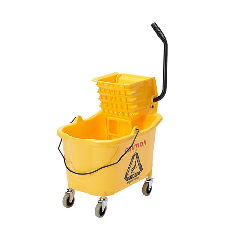 Amazon Basics Side Press Wringer Combo Commercial Floor Cleaning Rectangular Mop Bucket on Wheels, 35 - Quart, Yellow - with | Sold by Uncle Wiener's Wholesale