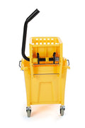 Amazon Basics Side Press Wringer Combo Commercial Floor Cleaning Rectangular Mop Bucket on Wheels, 35 - Quart, Yellow - with | Sold by Uncle Wiener's Wholesale