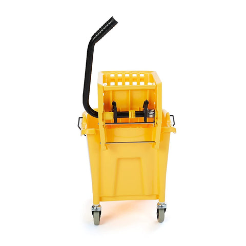 Amazon Basics Side Press Wringer Combo Commercial Floor Cleaning Rectangular Mop Bucket on Wheels, 35 - Quart, Yellow - with | Sold by Uncle Wiener's Wholesale