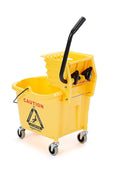 Amazon Basics Side Press Wringer Combo Commercial Floor Cleaning Rectangular Mop Bucket on Wheels, 35 - Quart, Yellow - with | Sold by Uncle Wiener's Wholesale