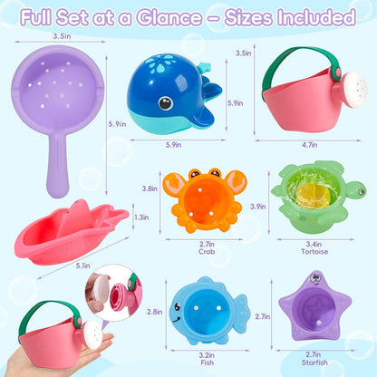 AMCHSURI 21-Piece Mold-Free Baby Bath Toys Set – Montessori Floating Boats, Stacking Cups & Shape Sorter for Toddlers 1–3 - Toys with | Sold by Uncle Wiener's Wholesale