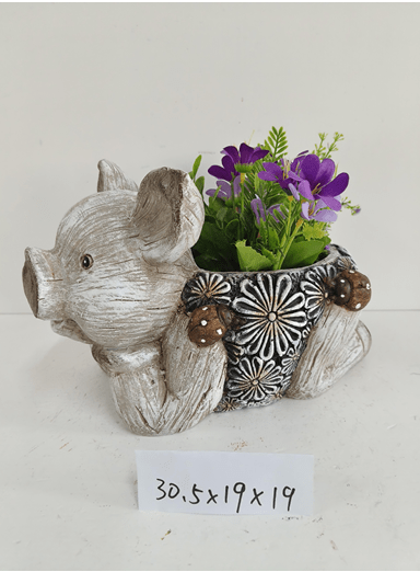 Animal Garden Flower Planter Pots – Cow, Hen, Owl, Tortoise, Frog, Pig – Outdoor Decorative Planters - with 11.9" × 7.5" × 7.5" | Sold by Uncle Wiener's Wholesale