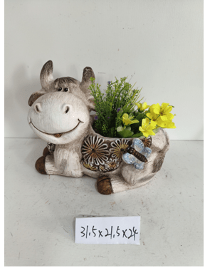 Animal Garden Flower Planter Pots – Cow, Hen, Owl, Tortoise, Frog, Pig – Outdoor Decorative Planters - with 12.4" × 8.5" × 9.4" | Sold by Uncle Wiener's Wholesale