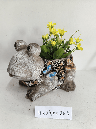 Animal Garden Flower Planter Pots – Cow, Hen, Owl, Tortoise, Frog, Pig – Outdoor Decorative Planters - with 12.3" × 9.6" × 8.1" | Sold by Uncle Wiener's Wholesale
