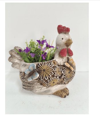 Animal Garden Flower Planter Pots – Cow, Hen, Owl, Tortoise, Frog, Pig – Outdoor Decorative Planters - with 11.0" × 8.7" × 10.4" | Sold by Uncle Wiener's Wholesale