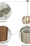 ANJIADENGSHI Modern Pendant Light, 4 Lights Chandelier, Farmhouse Kitchen Island Light Fixture, 17.3 Inch Adjustable Hanging Pendant Lighting for Dining Room Bedroom Hallway Entryway - with BZD - AJY069W - Wood grain | Sold by Uncle Wiener's Wholesale