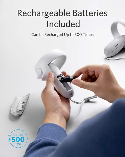 Anker Charging Dock for Oculus Quest 2, Oculus Certified Charging Station Stand Set, Headset Display Holder and Controller Mount Station with 2 Rechargeable Batteries, USB - C Charger and Cable - with | Sold by Uncle Wiener's Wholesale