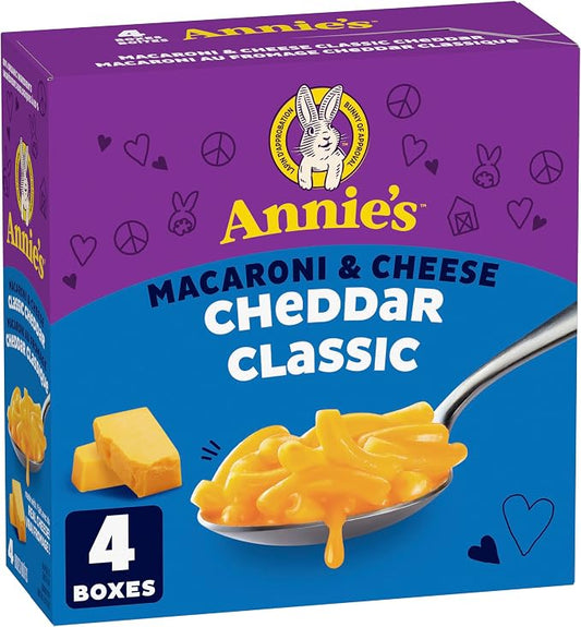 Annie’s Classic Cheddar Macaroni & Cheese 680g – 4-Pack Mac & Cheese with Real Cheese, 80% Organic Ingredients - Snack with | Sold by Uncle Wiener's Wholesale
