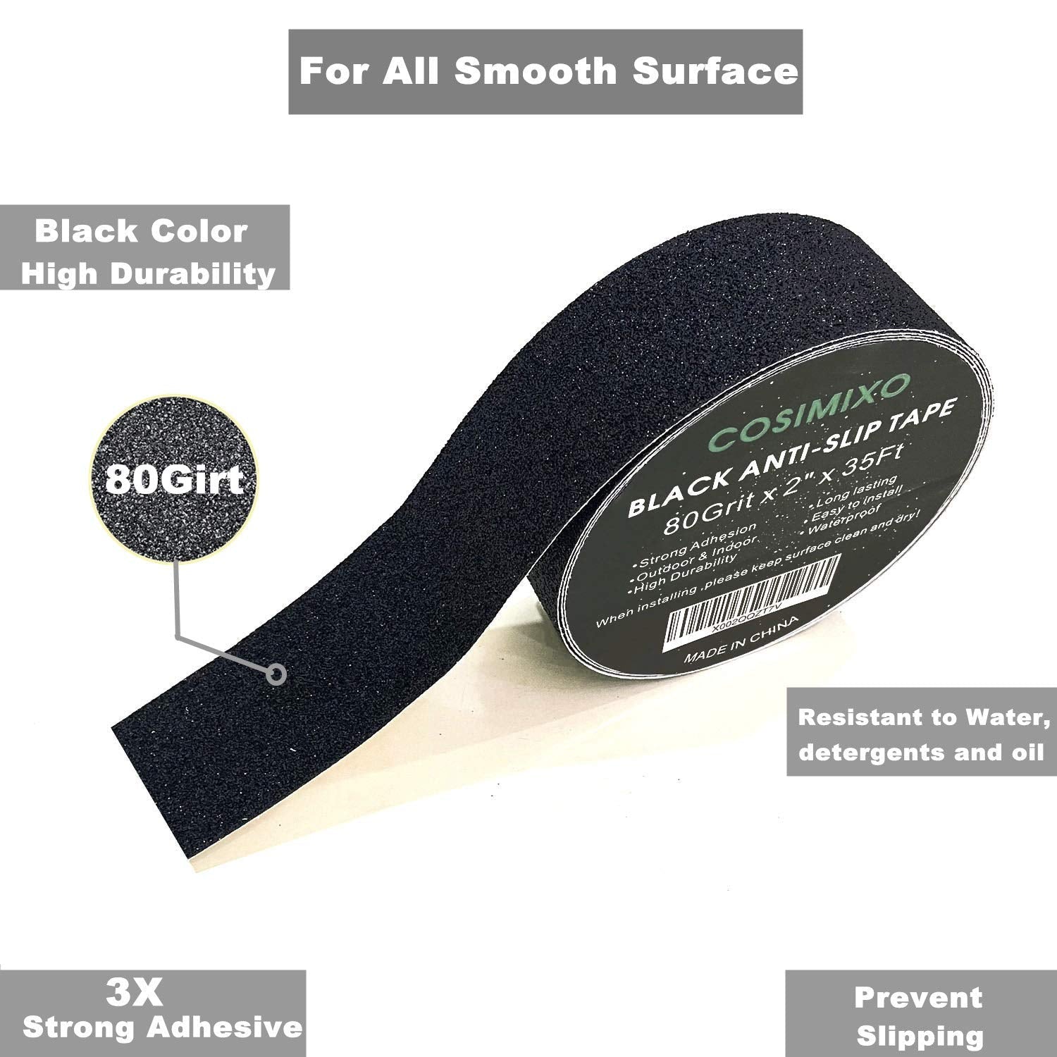 Anti - Slip Tape 2" x 35 FT – High - Traction Safety Grip Tape (Black) LXPT101B - with | Sold by Uncle Wiener's Wholesale