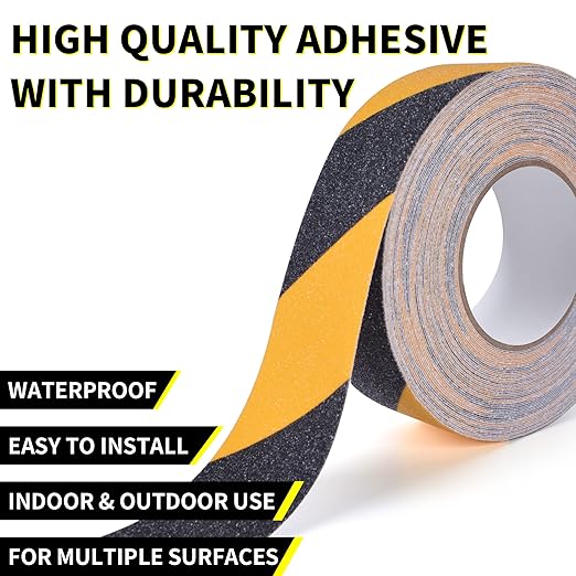 Anti - Slip Tape 2" x 60 FT – High - Visibility Yellow & Black Safety Tape LXPT101D - with | Sold by Uncle Wiener's Wholesale