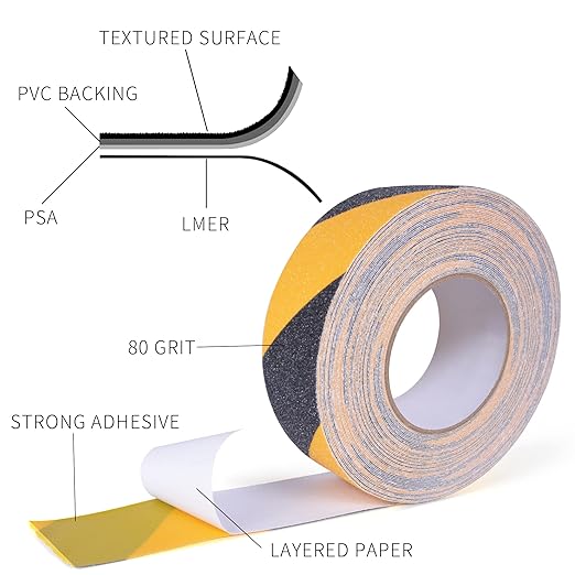 Anti - Slip Tape 2" x 60 FT – High - Visibility Yellow & Black Safety Tape LXPT101D - with | Sold by Uncle Wiener's Wholesale