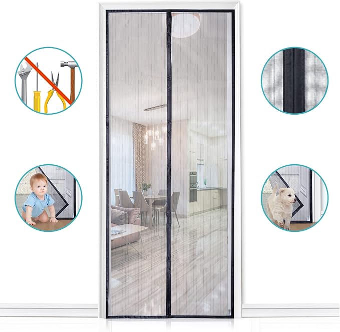 Apalus Classic Magnetic Screen Door – 33" x 83" Heavy-Duty Self-Sealing Mesh Door - Home products with | Sold by Uncle Wiener's Wholesale