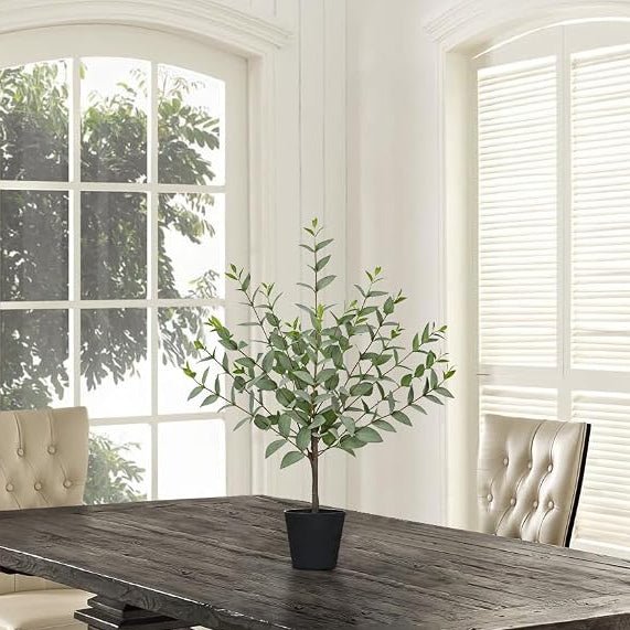 Arborus 22-Inch Artificial Eucalyptus Plant – Realistic Faux Greenery in Black Pot for Home Office Décor - Home decor with | Sold by Uncle Wiener's Wholesale
