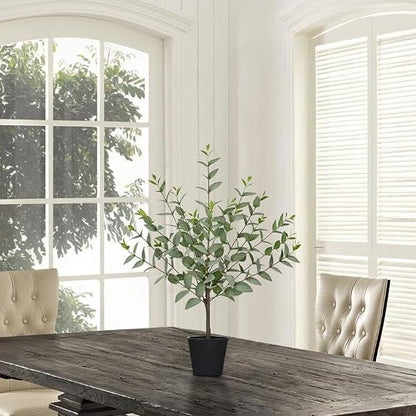 Arborus 22-Inch Artificial Eucalyptus Plant – Realistic Faux Greenery in Black Pot for Home Office Décor - Home decor with | Sold by Uncle Wiener's Wholesale