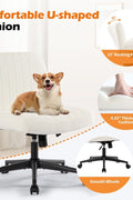 Armless Wide Office Chair with Wheels Crossleg Office Chair 120° Rocking Mid Back White Sherpa Ergonomic Computer Task Chairs for Make Up - with | Sold by Uncle Wiener's Wholesale