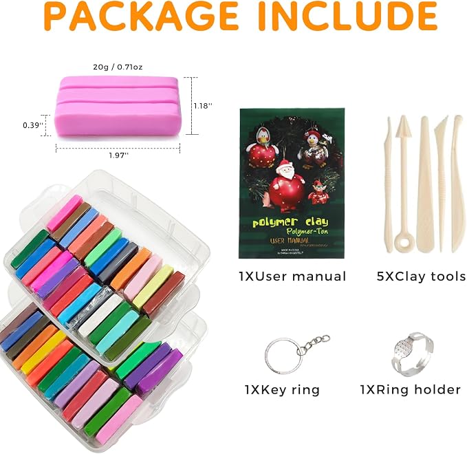 Artecho Polymer Clay Kit – 50 Colours Oven-Bake Modelling Clay with Sculpting Tools, Storage Case & Jewellery-Making Accessories - Toys with | Sold by Uncle Wiener's Wholesale