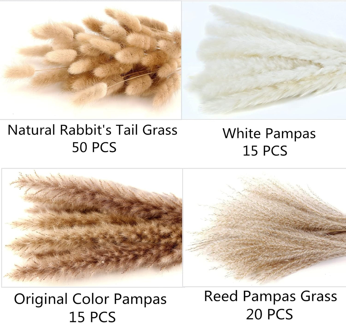 Artificial Pampas Grass Decor, 100 - Piece Boho Bunny Tail & Reed Grass Bouquet for Home & Wedding Decor S6206 - with | Sold by Uncle Wiener's Wholesale