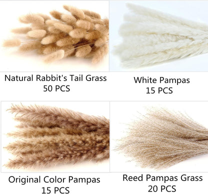 Artificial Pampas Grass Decor, 100 - Piece Boho Bunny Tail & Reed Grass Bouquet for Home & Wedding Decor S6206 - with | Sold by Uncle Wiener's Wholesale