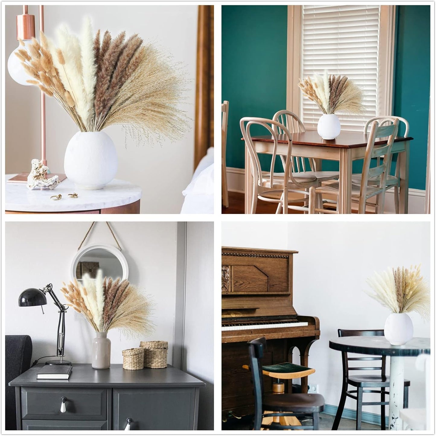 Artificial Pampas Grass Decor, 100 - Piece Boho Bunny Tail & Reed Grass Bouquet for Home & Wedding Decor S6206 - with | Sold by Uncle Wiener's Wholesale