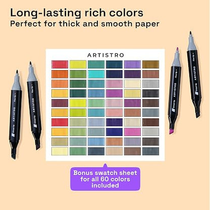 ARTISTRO Dual-Tip Alcohol Markers Set – Brush & Chisel Permanent Art Markers with Carrying Case - Toys with | Sold by Uncle Wiener's Wholesale