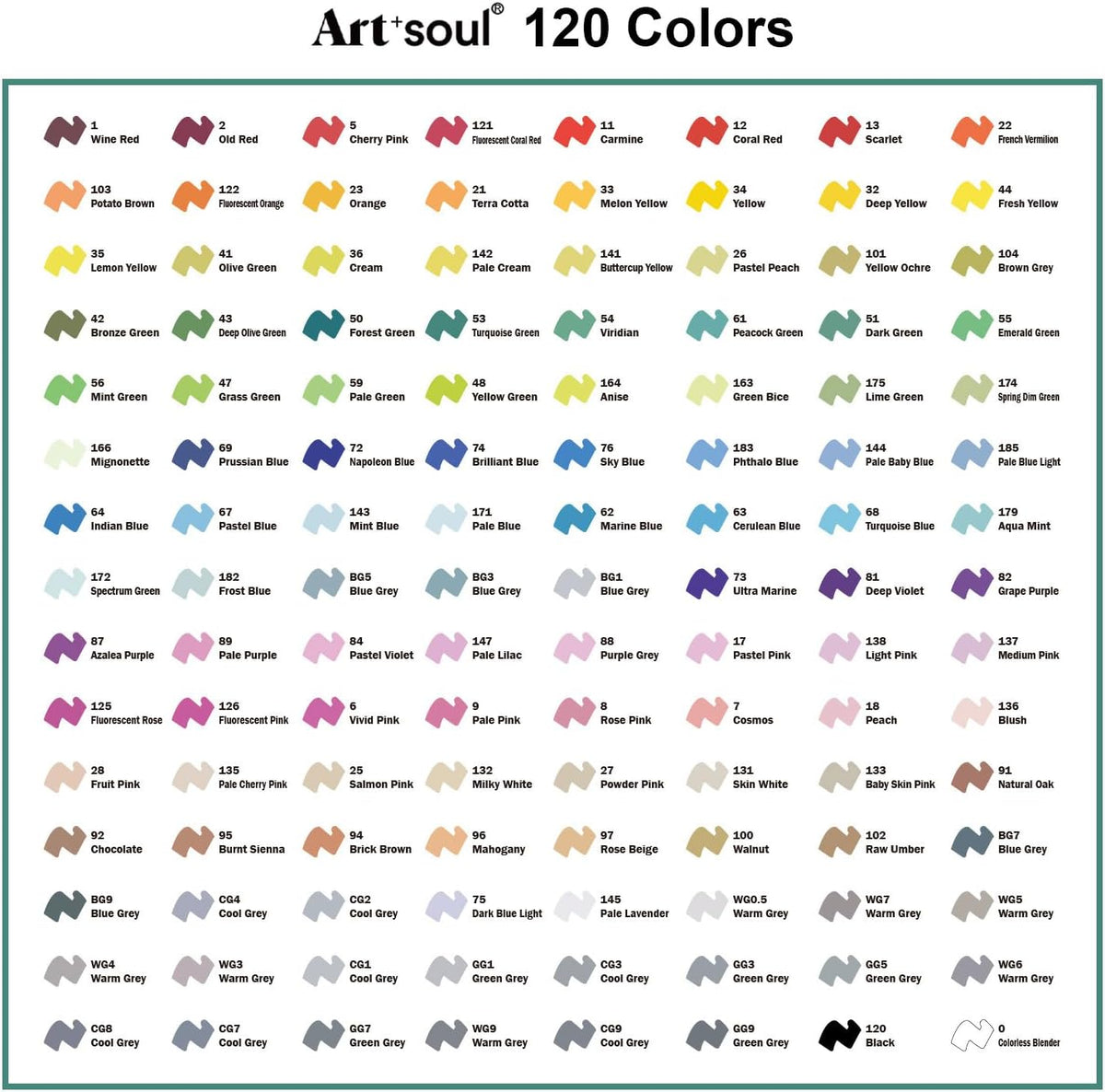 Art+soul 120-Colour Alcohol Markers Set – Dual Tip Permanent Art Markers with Fine & Broad Chisel Tips, Carrying Case & Colour Card - Toys with | Sold by Uncle Wiener's Wholesale