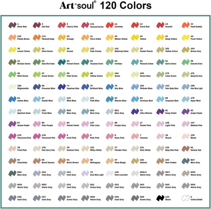 Art+soul 120-Colour Alcohol Markers Set – Dual Tip Permanent Art Markers with Fine & Broad Chisel Tips, Carrying Case & Colour Card - Toys with | Sold by Uncle Wiener's Wholesale