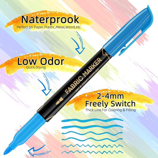 Art+soul Fabric Markers 20 Colors Fine Tip Permanent Quick Dry Fade Resistant for T Shirts Shoes Bags and Textiles - Toys with | Sold by Uncle Wiener's Wholesale