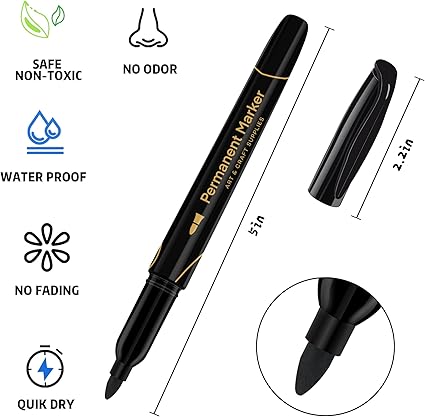 Art+soul Permanent Markers 40 Pack Black Fine Point Quick Dry Waterproof Marker Set - with | Sold by Uncle Wiener's Wholesale
