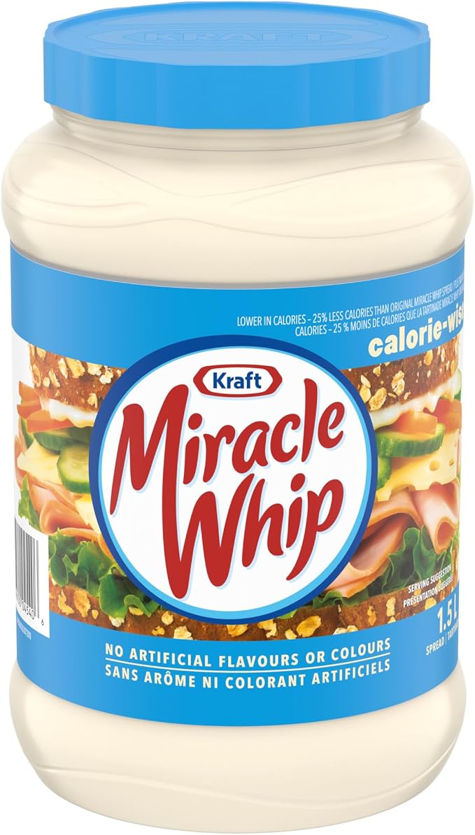 Assorted Sauces & Condiments – Assorted Brands | BBQ Sauce, Dipping Sauce, Marinades & Cooking Sauces - Snack with Miracle Whip Original Spread Calorie Wise 1.5L | Sold by Uncle Wiener's Wholesale