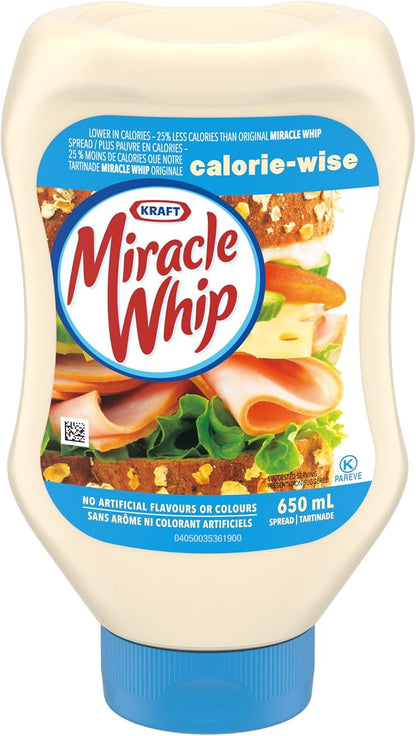 Assorted Sauces & Condiments – Assorted Brands | BBQ Sauce, Dipping Sauce, Marinades & Cooking Sauces - Snack with Miracle Whip Calorie Wise Spread 0.65L | Sold by Uncle Wiener's Wholesale