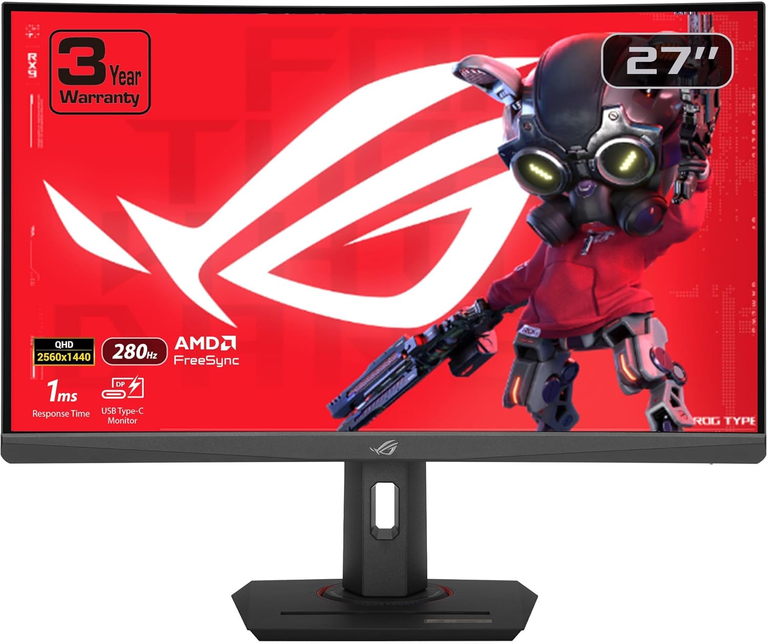 ASUS ROG Strix 27” 1440P USB - C Curved HDR Gaming Monitor (XG27WCMS) - QHD, 280Hz, 1ms, Fast VA, Extreme Low Motion Blur Sync, FreeSync Premium, DisplayWidget, Tripod Socket, AI Gaming, 3yr Warranty - with | Sold by Uncle Wiener's Wholesale