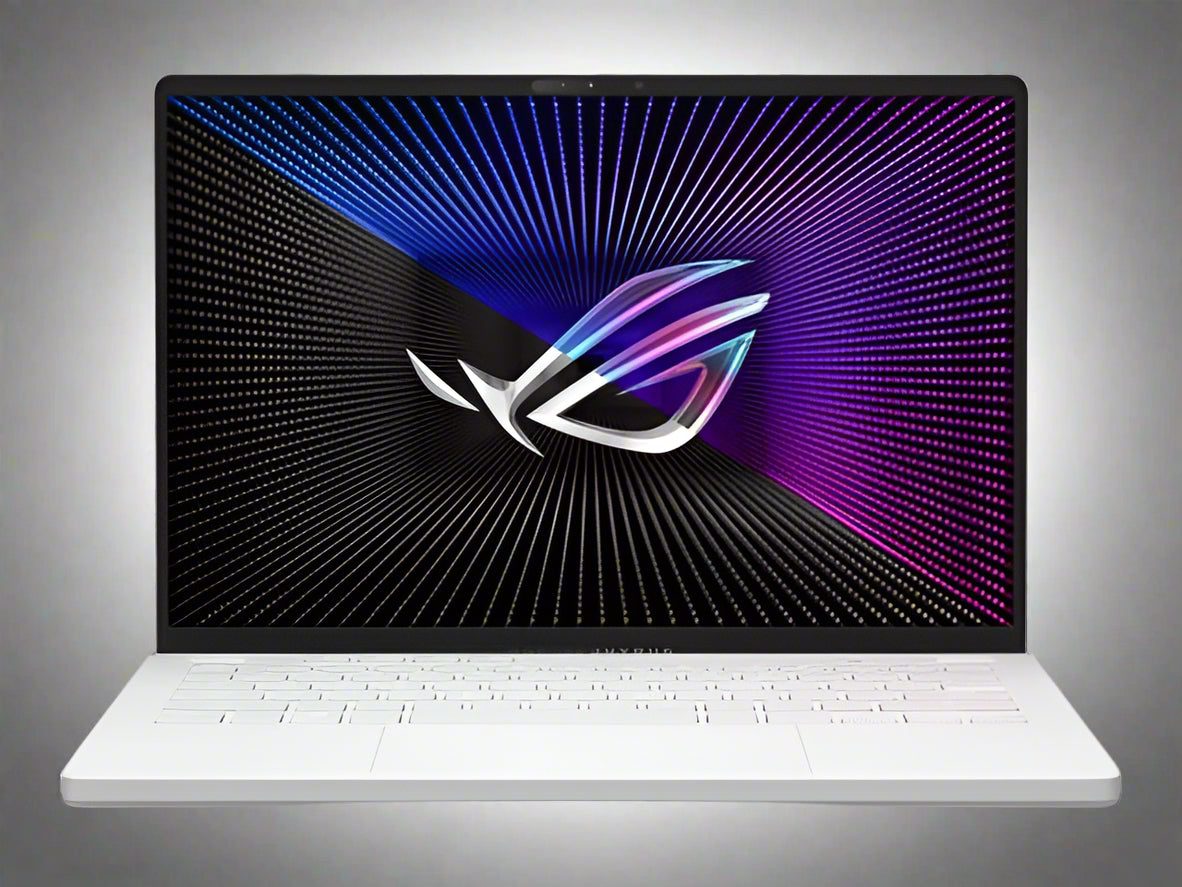 ASUS ROG Zephyrus G14 AniMe Matrix gaming laptop open with QHD+ display