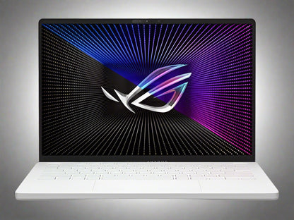 ASUS ROG Zephyrus G14 AniMe Matrix gaming laptop open with QHD+ display