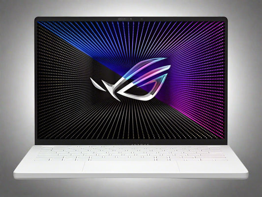 ASUS ROG Zephyrus G14 AniMe Matrix gaming laptop open with QHD+ display