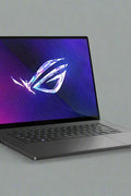 ASUS ROG Zephyrus G16 Laptop with RGB keyboard and OLED screen
Side profile of Zephyrus G16 showcasing slim build
Rear ventilation and ASUS ROG logo on lid