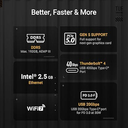 ASUS TUF Gaming Z890 - PRO WiFi ATX DDR5 Motherboard LGA1851 PCIe 5.0 Thunderbolt 4 WiFi 7 - Electronics with | Sold by Uncle Wiener's Wholesale