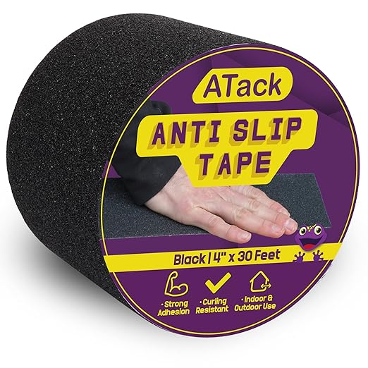 ATack Anti Slip Tape Black 4 Inch x 30 Feet Heavy Duty Non Slip Safety Grip Tape for Stairs and Outdoor Use - with | Sold by Uncle Wiener's Wholesale
