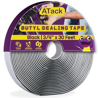 ATack Black Butyl Seal Tape 1/8 Inch x 3/4 Inch x 30 Foot Leak Proof Putty Tape for RV Window Boat and Glass Sealing - Construction Equipment with | Sold by Uncle Wiener's Wholesale