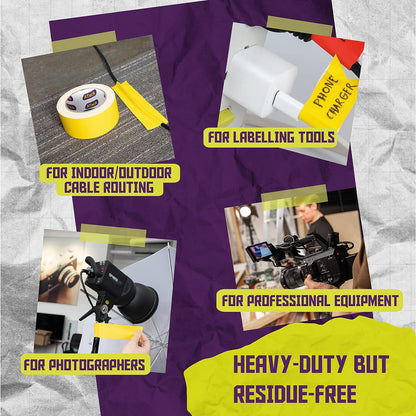 ATack & XFasten Professional Tape Collection – Mounting, Painter’s, Carpet, Gaffer & Aluminum Foil Tape Variants - with ATack Gaffer Tape – Yellow | Sold by Uncle Wiener's Wholesale