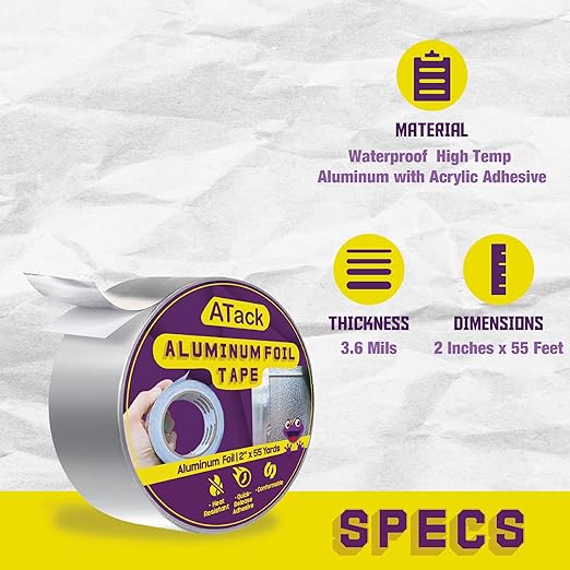 ATack & XFasten Professional Tape Collection – Mounting, Painter’s, Carpet, Gaffer & Aluminum Foil Tape Variants - with ATack Aluminum Foil Tape | Sold by Uncle Wiener's Wholesale
