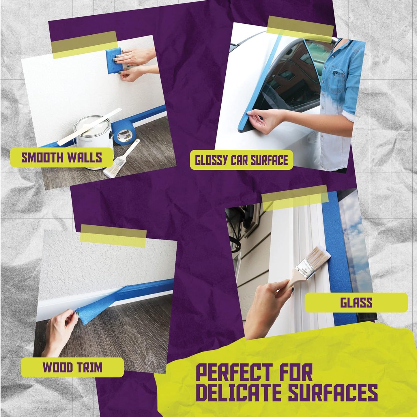ATack & XFasten Professional Tape Collection – Mounting, Painter’s, Carpet, Gaffer & Aluminum Foil Tape Variants - with ATack Professional Blue Painters Tape | Sold by Uncle Wiener's Wholesale