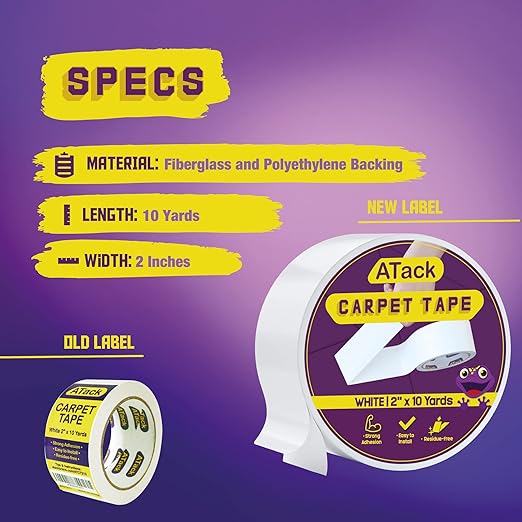 ATack & XFasten Professional Tape Collection – Mounting, Painter’s, Carpet, Gaffer & Aluminum Foil Tape Variants - with ATack Carpet Tape for Area Rugs | Sold by Uncle Wiener's Wholesale