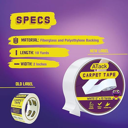 ATack & XFasten Professional Tape Collection – Mounting, Painter’s, Carpet, Gaffer & Aluminum Foil Tape Variants - with ATack Carpet Tape for Area Rugs | Sold by Uncle Wiener's Wholesale