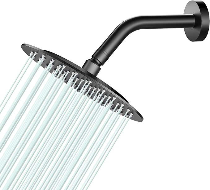 AULEEN Rainfall Shower Head – High Pressure Stainless Steel Rain Shower Head with Matte Black Finish & Easy Installation - Furniture with | Sold by Uncle Wiener's Wholesale