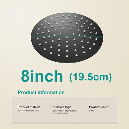 AULEEN Rainfall Shower Head – High Pressure Stainless Steel Rain Shower Head with Matte Black Finish & Easy Installation - Furniture with | Sold by Uncle Wiener's Wholesale