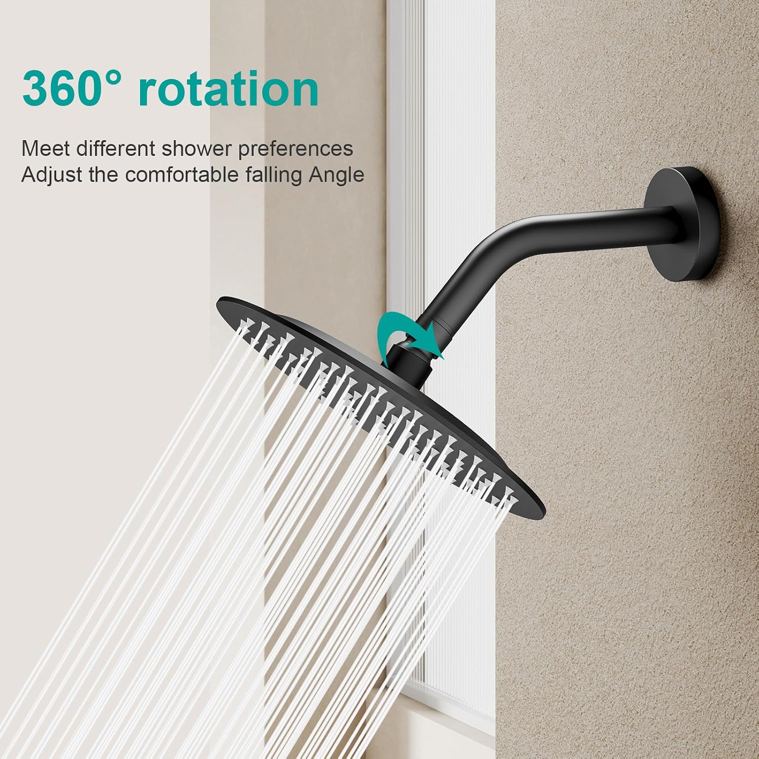 AULEEN Rainfall Shower Head – High Pressure Stainless Steel Rain Shower Head with Matte Black Finish & Easy Installation - Furniture with | Sold by Uncle Wiener's Wholesale