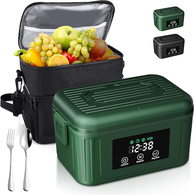 Aurevit 1.4L Cordless Electric Heated Lunch Box – Rechargeable Portable Food Warmer with Smart Meal Timer, Auto Keep Warm, Insulated Carry Bag & Ice Pack - Kitchen Appliances with | Sold by Uncle Wiener's Wholesale
