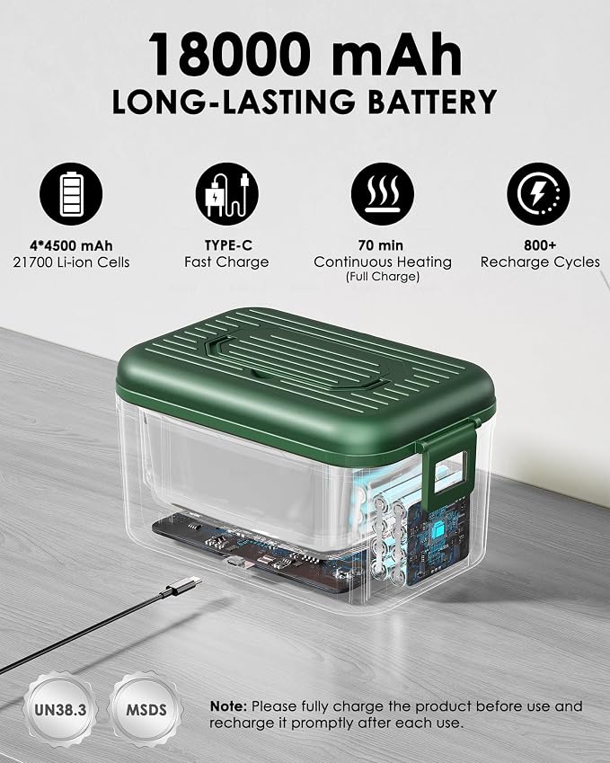 Aurevit 1.4L Cordless Electric Heated Lunch Box – Rechargeable Portable Food Warmer with Smart Meal Timer, Auto Keep Warm, Insulated Carry Bag & Ice Pack - Kitchen Appliances with | Sold by Uncle Wiener's Wholesale