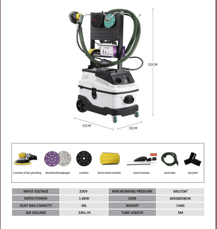 Autobody Sanding & Grinding Machine with Vacuum – Dust - Free Dry Sanding System 1226G3 – Paint & Body Repair Tool - with | Sold by Uncle Wiener's Wholesale